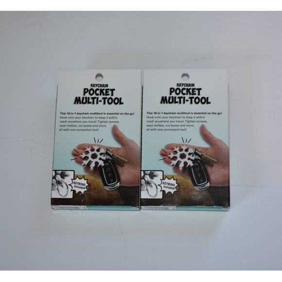 New 2 Pack Keychain Pocket Multi Tool 18 In One Keyring Included - Picture 2 of 2